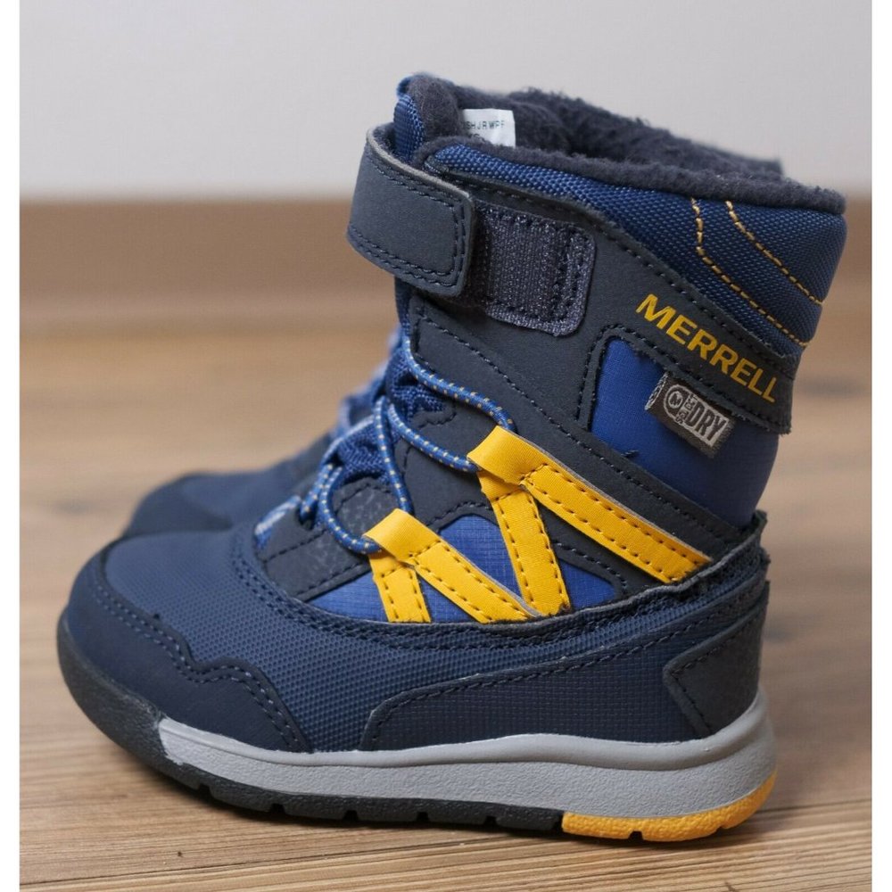 Merrell Snow Crush Junior Waterproof Boots Size 5 Blue Boys Winter Shoes